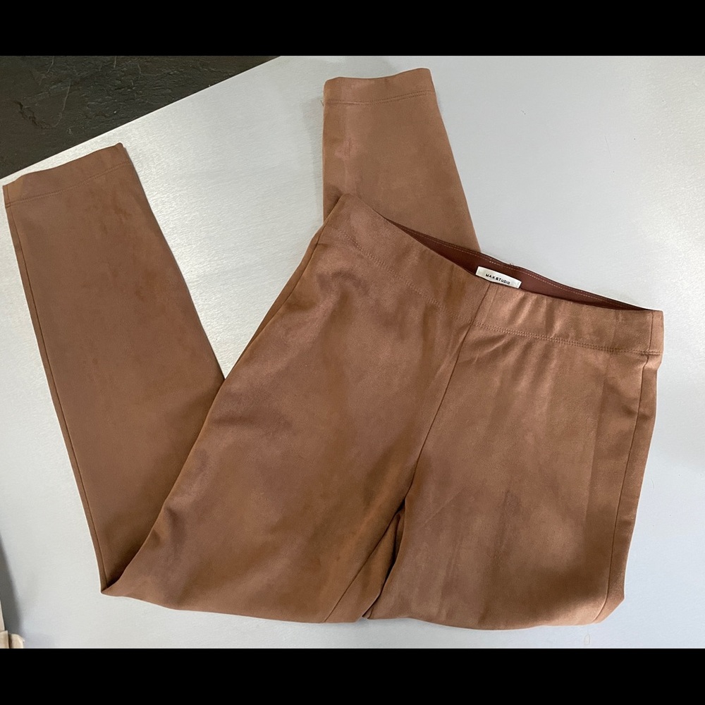 Max Studio NWT Brown / Tan  faux suede leggings L